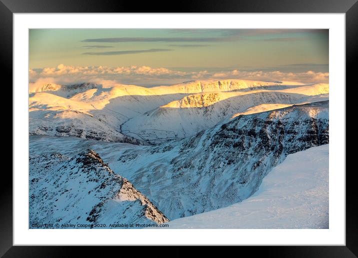 Striding Edge. Framed Mounted Print by Ashley Cooper