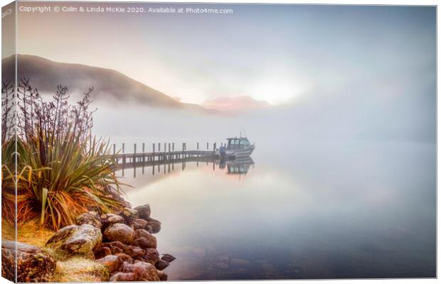 Misty Winter Morning, Lake Rotoroa, New Zealand Canvas Print by Colin & Linda McKie
