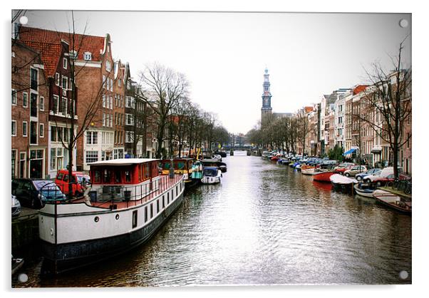 Canal To The Westertoren Acrylic by Tom Satherley