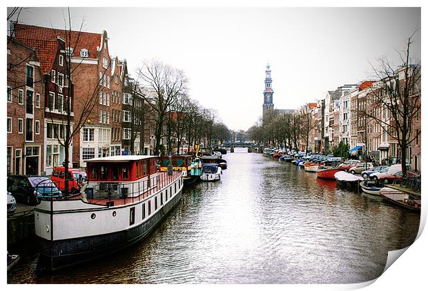Canal To The Westertoren Print by Tom Satherley