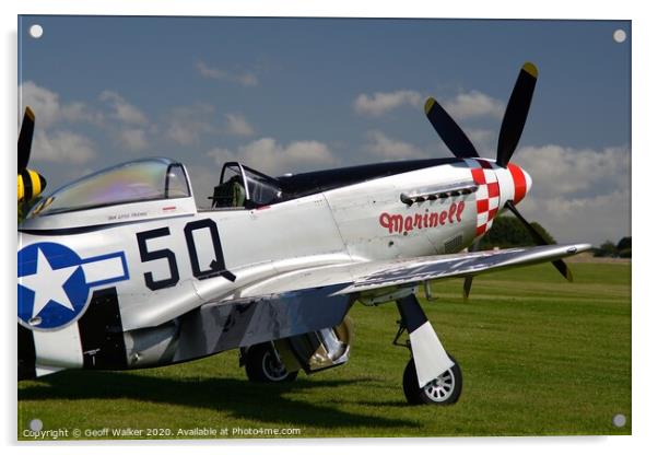 Mustang P-51 marinell  Acrylic by Geoff Walker