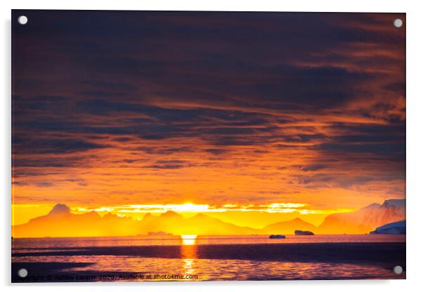 Antarctic sunset Acrylic by Ashley Cooper