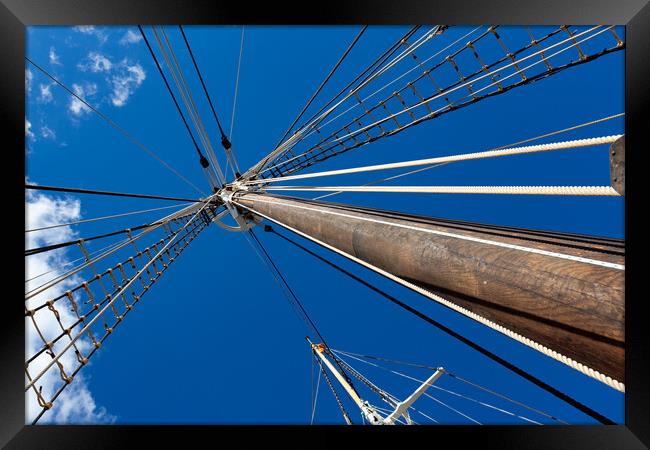 Sailboat rigging and big mast Framed Print by Arpad Radoczy