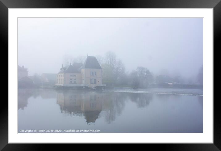 Misty morning in La Fleche, France Framed Mounted Print by Peter Louer