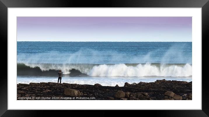 Watching the Breaking Wave Framed Mounted Print by Ken Hunter