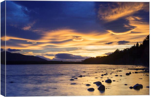 Loch Morlich at Sunset, Scotland Canvas Print by Arterra 
