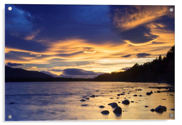 Loch Morlich at Sunset, Scotland Acrylic by Arterra 