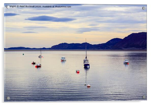 Calm on the Menai Strait Anglesey Seascape Acrylic by Pearl Bucknall
