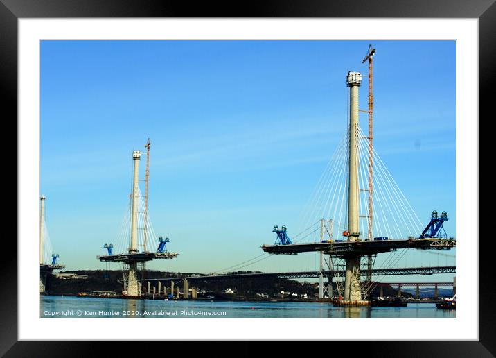 Building the Queensferry Crossing Framed Mounted Print by Ken Hunter