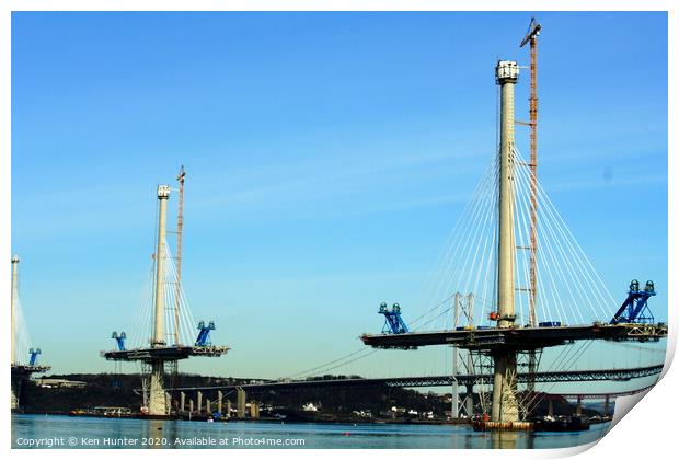 Building the Queensferry Crossing Print by Ken Hunter