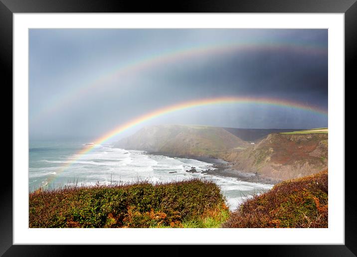 Morwenstow rainbow. Framed Mounted Print by Ashley Cooper