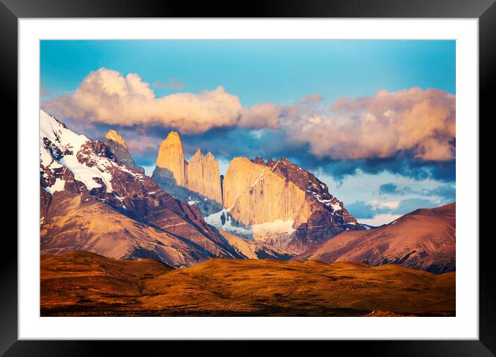 Torres del Paine dawn Framed Mounted Print by Ashley Cooper
