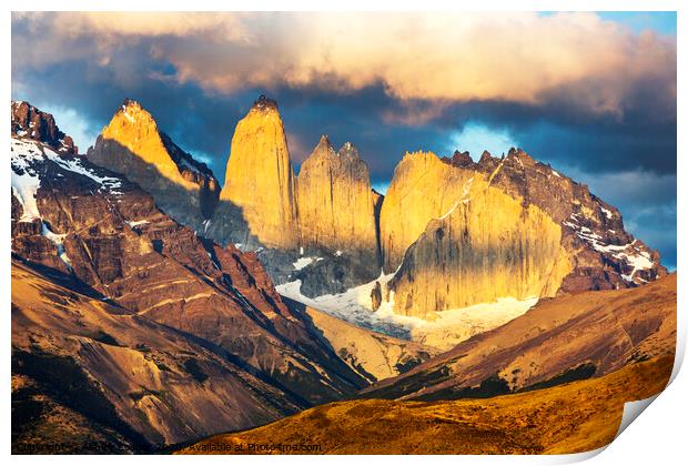 Torres del Paine dawn spire. Print by Ashley Cooper