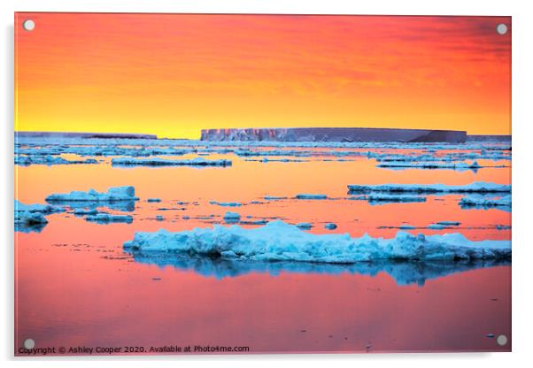 Antarctic sunset tabular. Acrylic by Ashley Cooper
