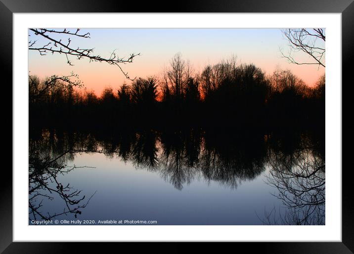 Red sky over Cotswold lake Framed Mounted Print by Ollie Hully