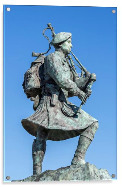 Bill Millin Statue on Sword Beach, Normandy Acrylic by Arterra 
