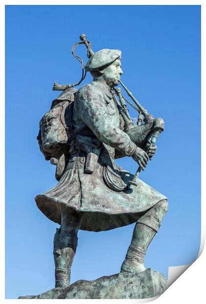 Bill Millin Statue on Sword Beach, Normandy Print by Arterra 