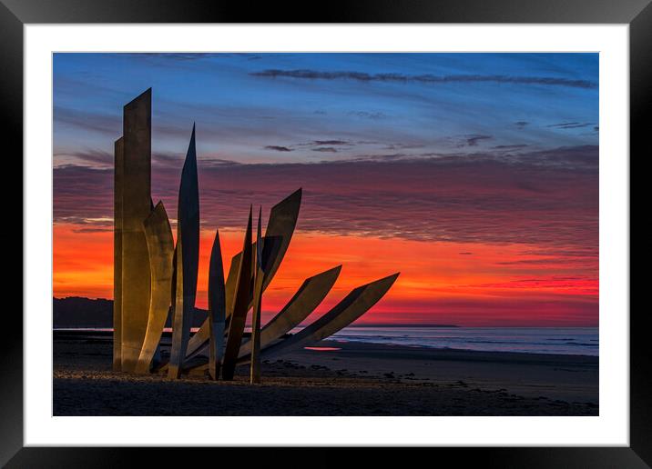 Omaha Beach Monument Les Braves, Normandy Framed Mounted Print by Arterra 
