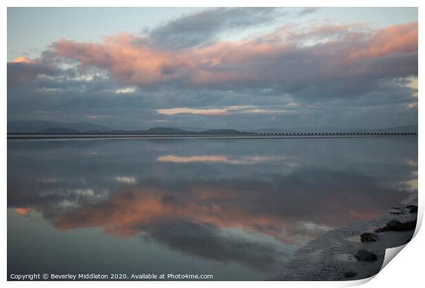 Arnside viaduct reflection Print by Beverley Middleton