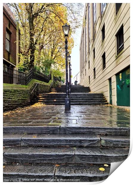 Steps on a rainy day Print by Steve WP