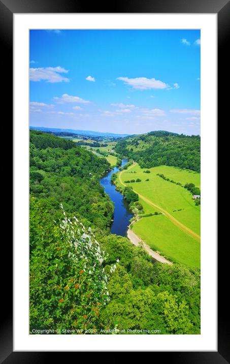 Blue River, Blue skies, green fields Framed Mounted Print by Steve WP