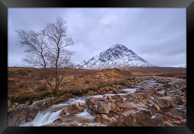 River Coupall and Buachaille Etive Mòr in Winter Framed Print by Arterra 