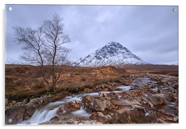 River Coupall and Buachaille Etive Mòr in Winter Acrylic by Arterra 