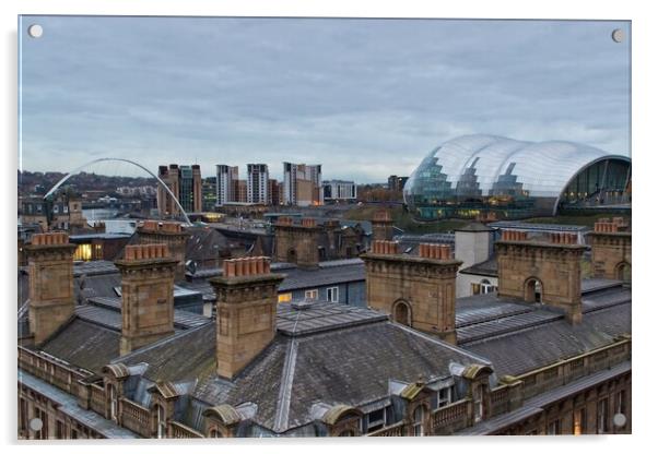 Old and New Rooftops, Newcastle Acrylic by Rob Cole