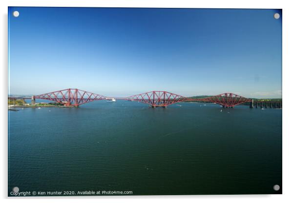 The Forth Rail Iconic Bridge in Summer Acrylic by Ken Hunter