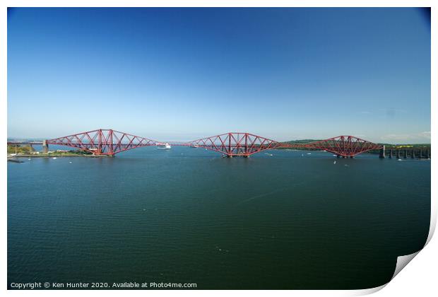 The Forth Rail Iconic Bridge in Summer Print by Ken Hunter