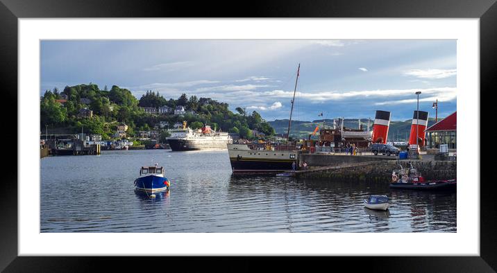 Isle of Mull Ferry and PS Waverley Paddle Steamer, Oban Framed Mounted Print by Arterra 
