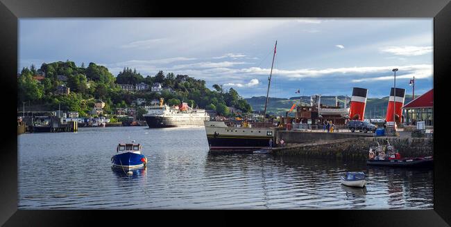 Isle of Mull Ferry and PS Waverley Paddle Steamer, Oban Framed Print by Arterra 