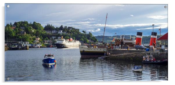 Isle of Mull Ferry and PS Waverley Paddle Steamer, Oban Acrylic by Arterra 