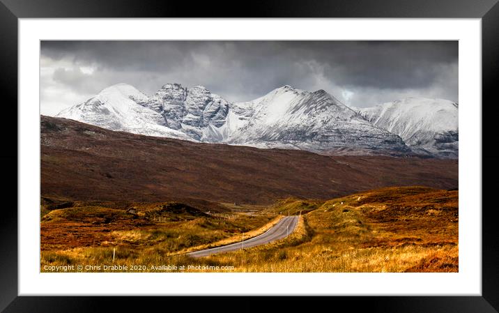 An Teallach with a dusting of snow Framed Mounted Print by Chris Drabble