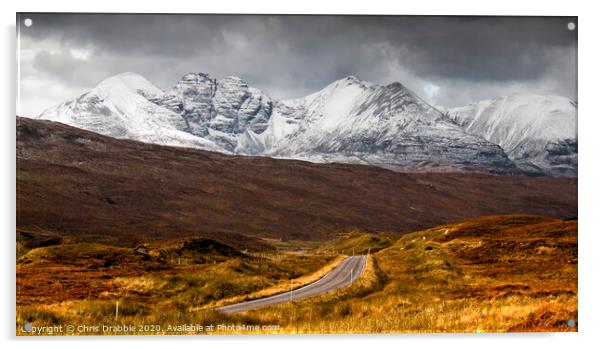 An Teallach with a dusting of snow Acrylic by Chris Drabble