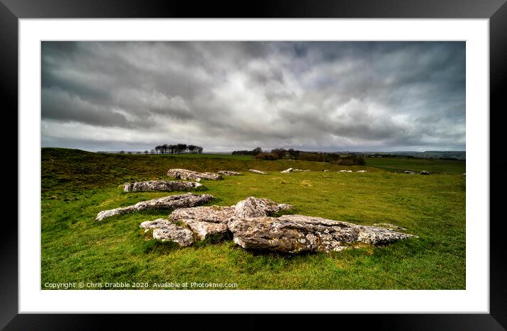 Arbor Low under heavy clouds Framed Mounted Print by Chris Drabble