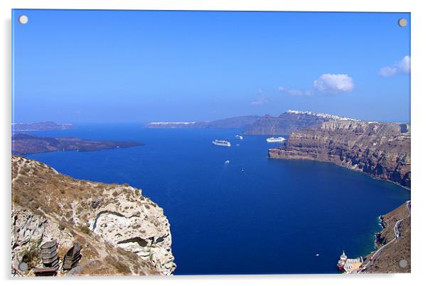 Santorini Caldera from near Akrotiri Acrylic by Tom Gomez