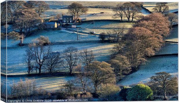 Ashes Farm on a cold morning in Winter Canvas Print by Chris Drabble