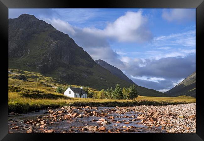 Lagangarbh Hut and River Coupall in  in Glen Coe Framed Print by Arterra 