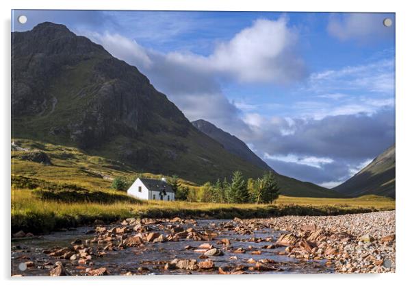 Lagangarbh Hut and River Coupall in  in Glen Coe Acrylic by Arterra 