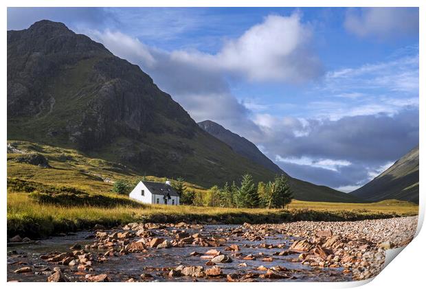 Lagangarbh Hut and River Coupall in  in Glen Coe Print by Arterra 
