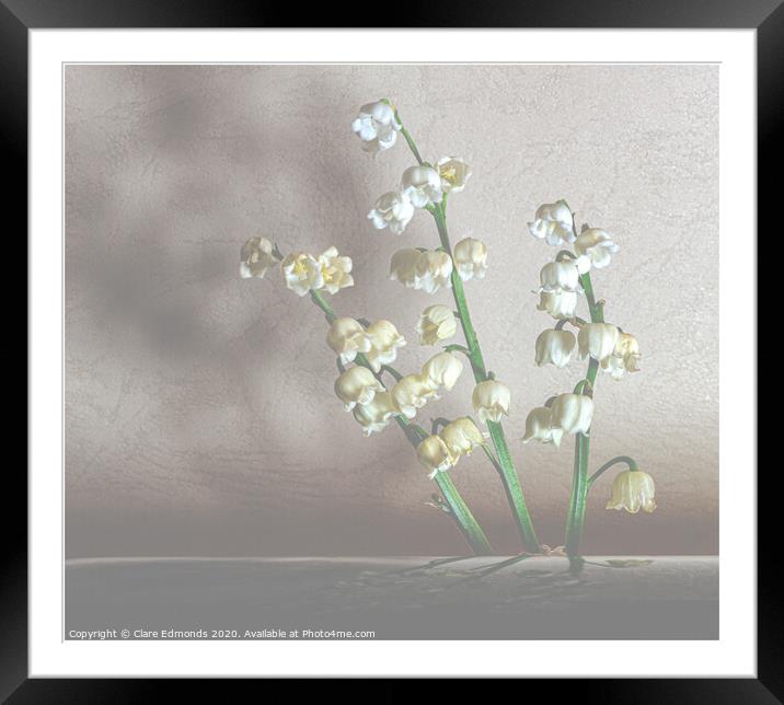 White Flowers Framed Mounted Print by Clare Edmonds