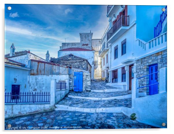 Skopelos Blue Acrylic by Viv Thompson