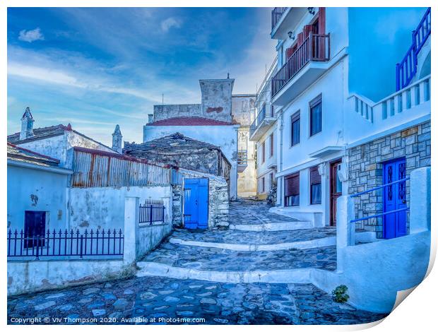 Skopelos Blue Print by Viv Thompson