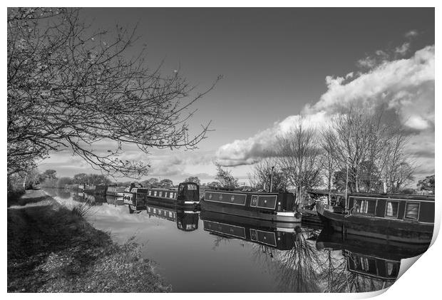 Shropshire Union Canal Chester black and white Print by Jonathon barnett