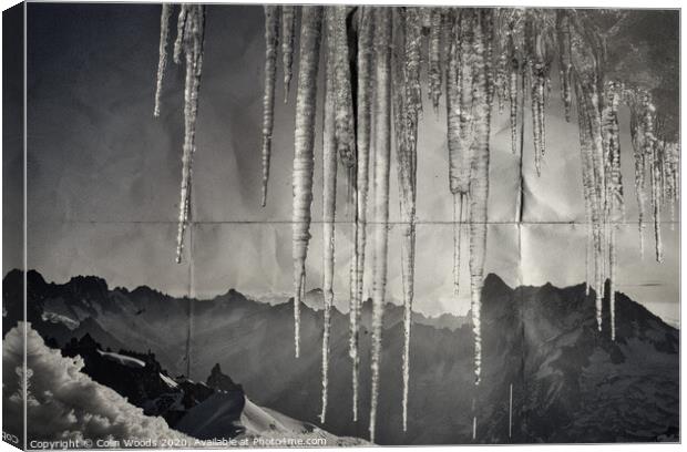 Icicles at dawn in the French Alps Canvas Print by Colin Woods