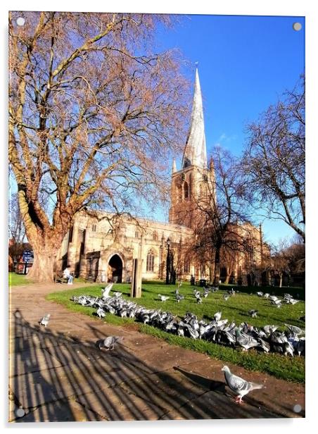 The Crooked Spire and the Pigeons  Acrylic by Michael South Photography