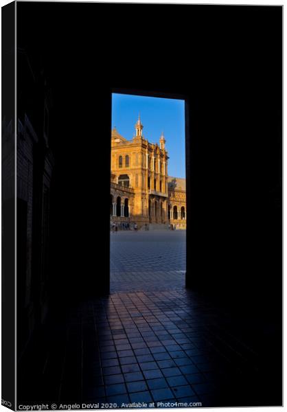 Spain Square Portal in Seville, Spain Canvas Print by Angelo DeVal