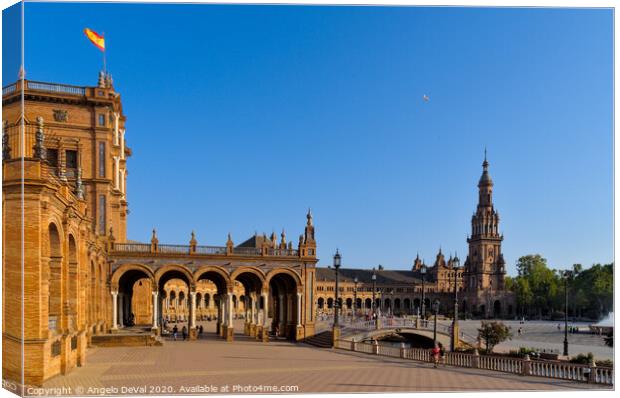 Afternoon Scene in Plaza de Espana Canvas Print by Angelo DeVal