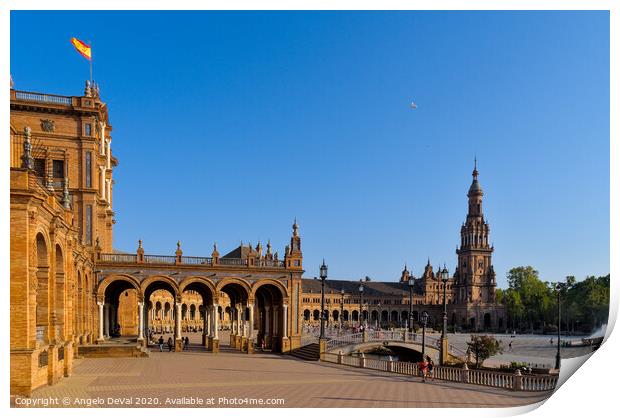 Afternoon Scene in Plaza de Espana Print by Angelo DeVal